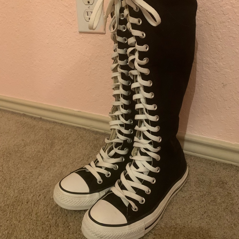 (Please do not buy) Black Knee High Converse :)